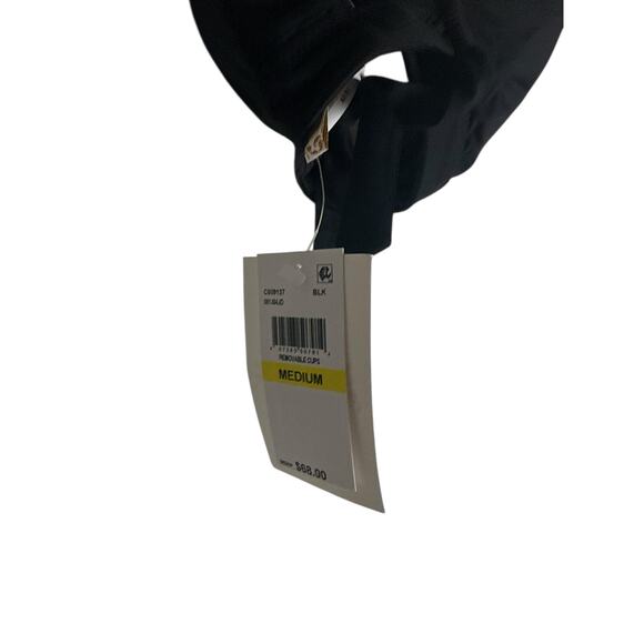 Becca Color Code Elaine Black Split Strap Tie Back Bikini Swimsuit Top Size M - Picture 8 of 9